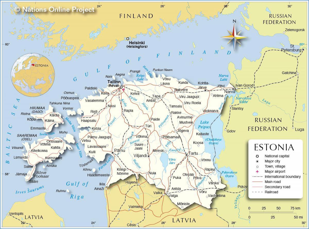 карта Эстоніі горада