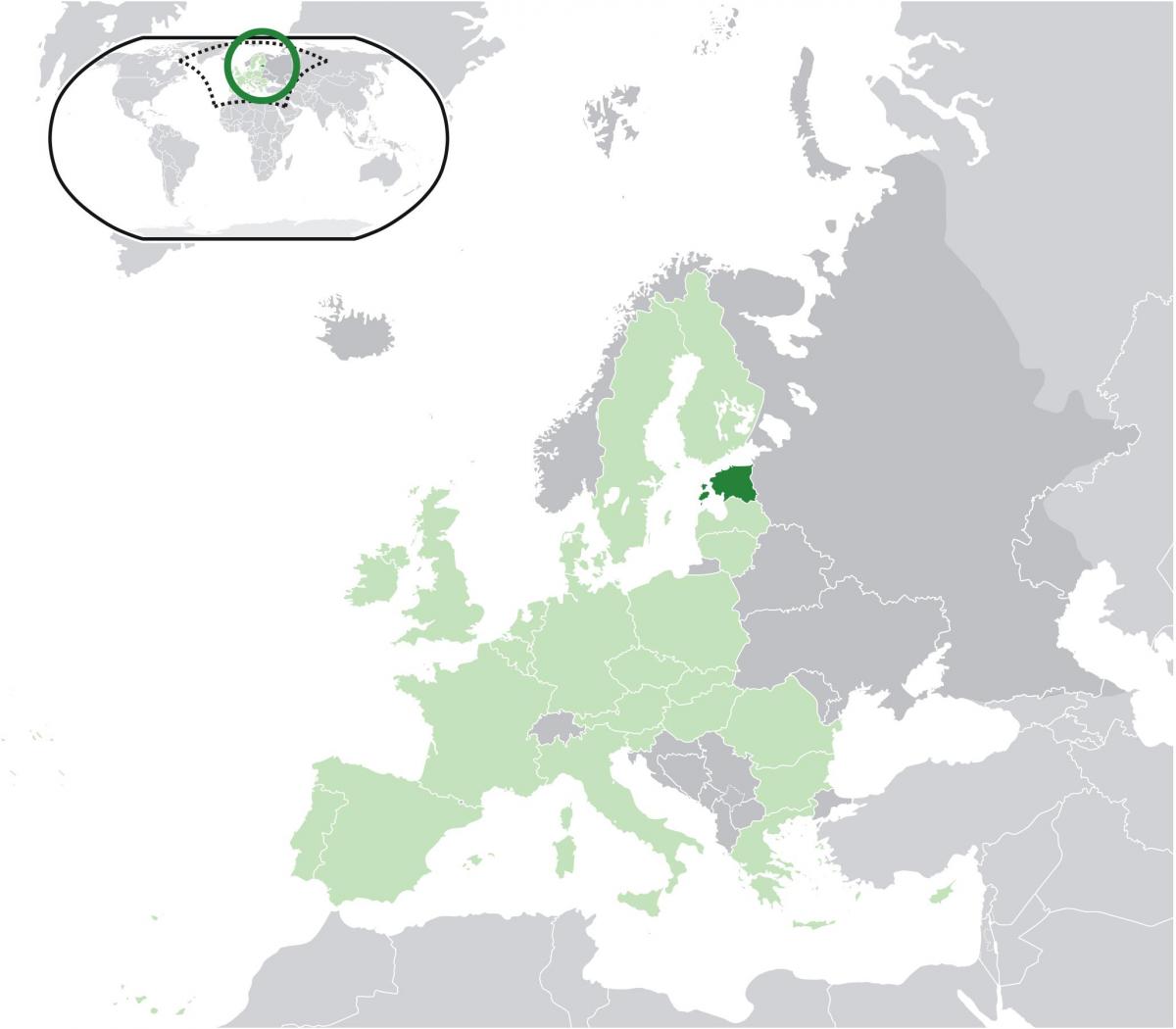 Эстонія на карце Еўропы