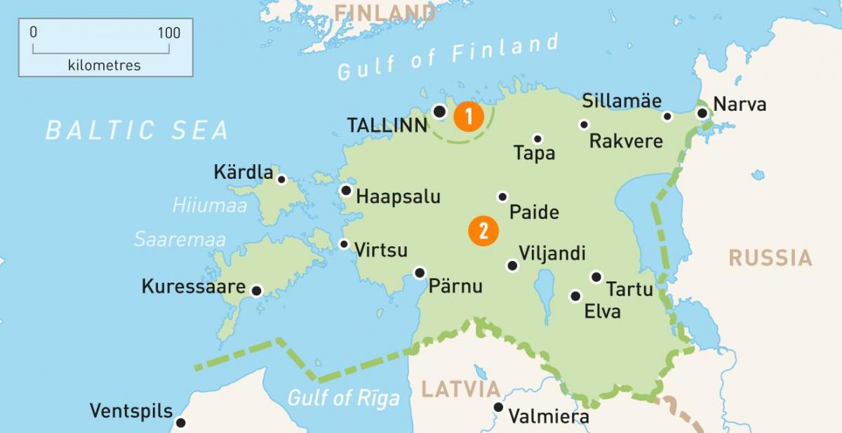 карта Эстоніі