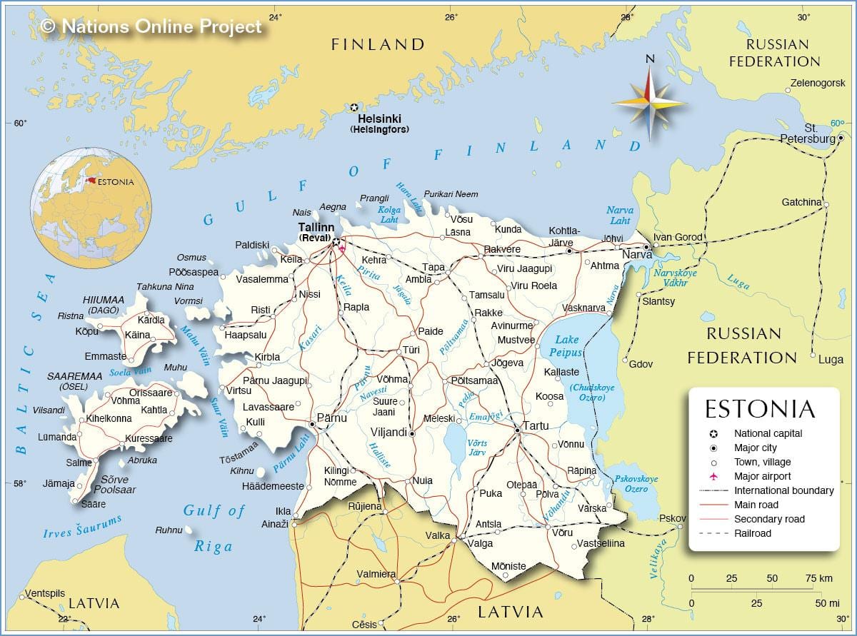 карта Эстоніі