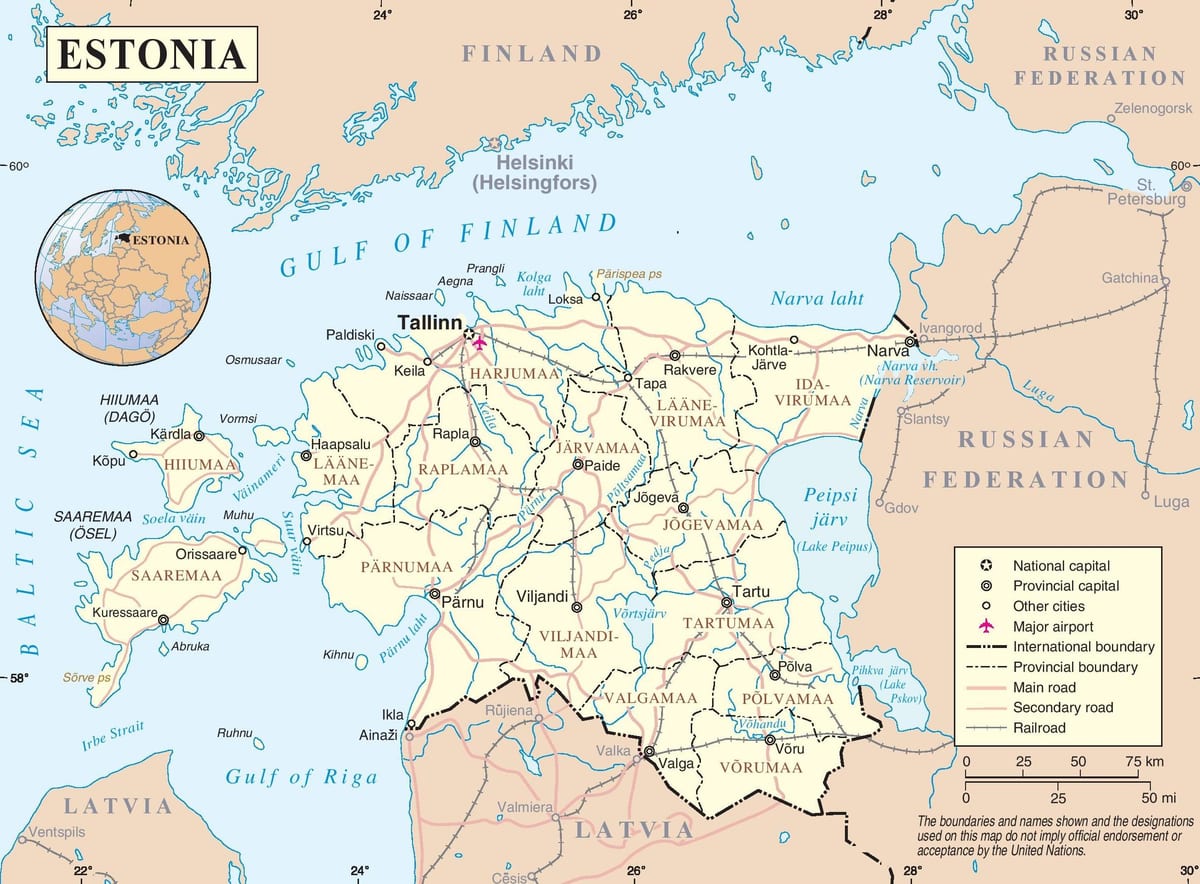 Эстонія на карце