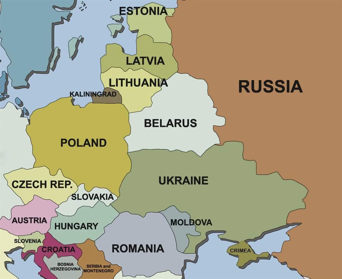 карта карта Эстоніі навакольных краін