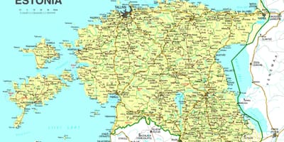 Карта Эстоніі дарозе